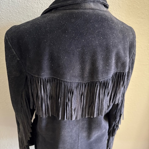 Vintage Black Suede Fringe Leather Jacket - Picture 7 of 16